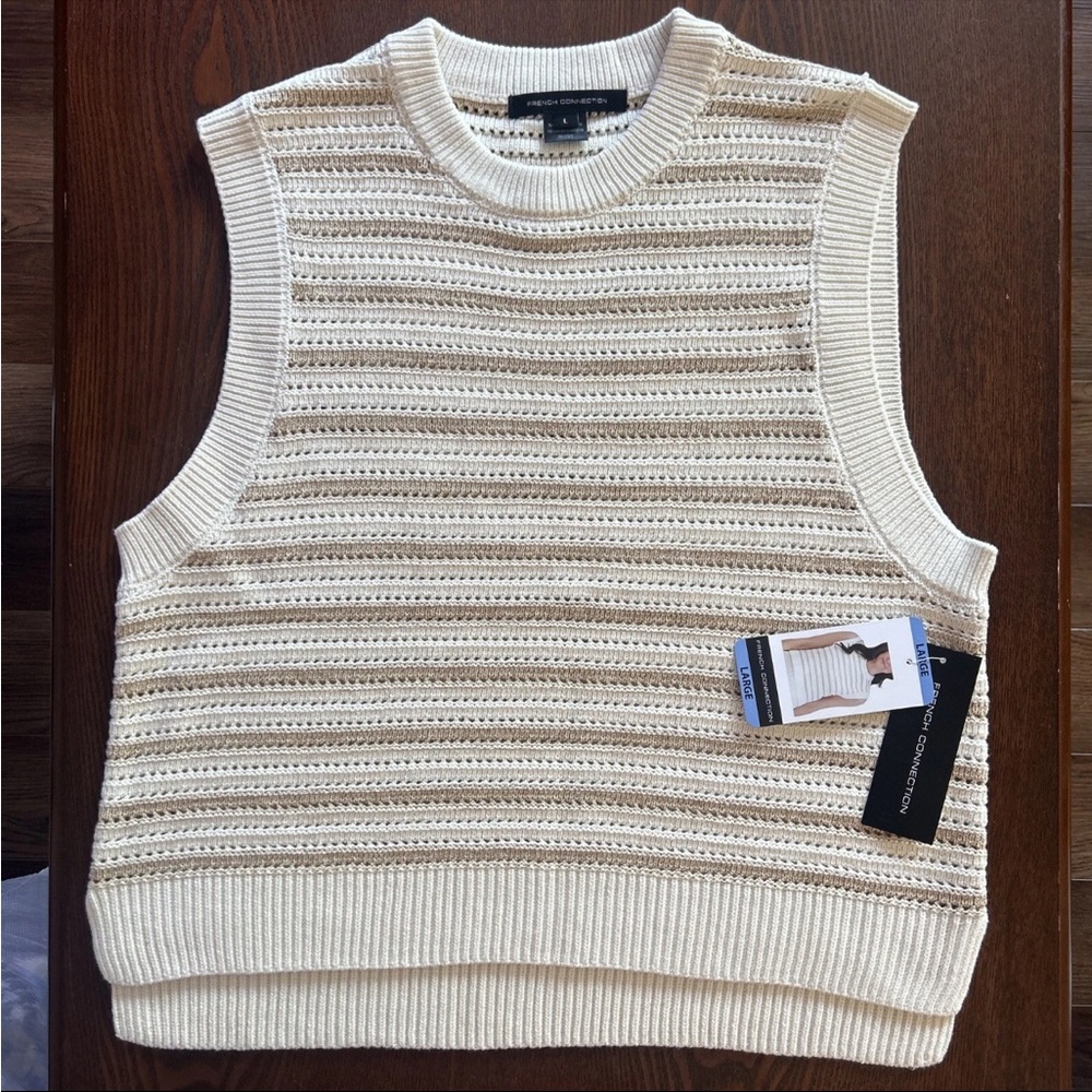 French Connection Ivory Textured Knit Top